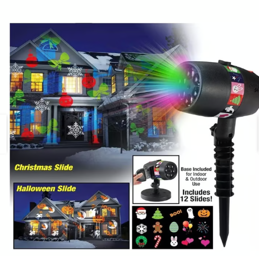 Luces Led Proyector 12 Tarjetas Navidad