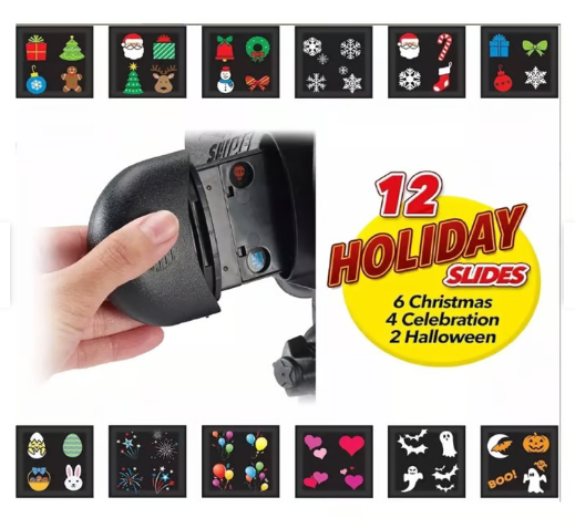 Luces Led Proyector 12 Tarjetas Navidad